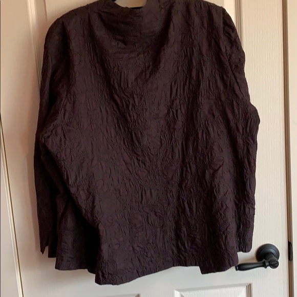 Eileen fisher silk jacket, burgandy/brown textured - Picture 2 of 5